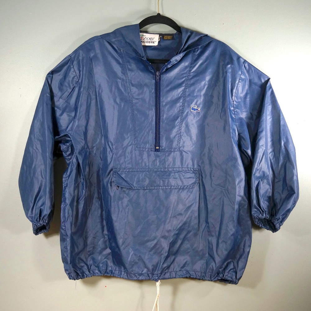 Vtg Lacoste Navy Blue Windbreaker Pullover Jacket